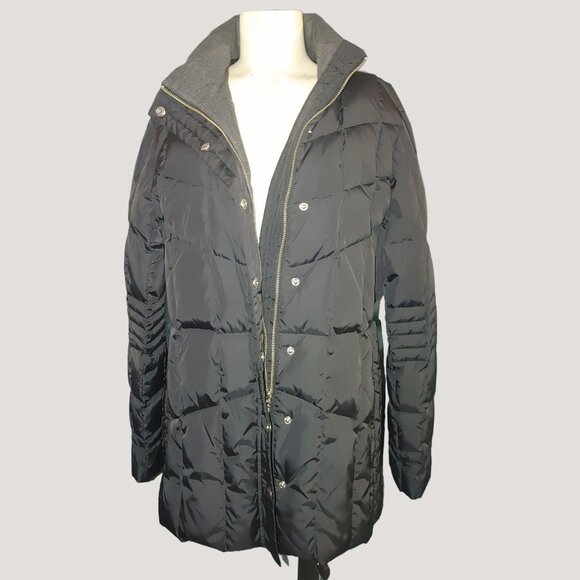 Brooks Brothers 346 Womens Black Quilted Down Puffer Jacket Size L Button Zip - Picture 2 of 8